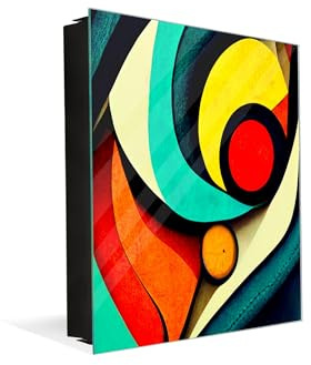 Schlüsselkasten mit Magnetischer Glas-Whiteboard – Vielseitiger Wandorganizer für Zuhause, Büro und Gewerbe – Schlüsselkasten zur Wandmontage – Schlüsselorganizer – KN23 Serie abstrakter Konzepte 2