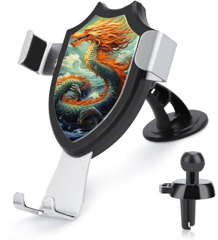 HEBVNJF Support de téléphone de voiture universel motif dragon chinois peinture à l'huile pour tableau de bord de voiture, pare-brise et grille d'aération