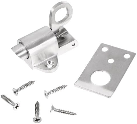 HOLIDYOYO Pestillo De Puerta De Acero Inoxidable Resorte Antióxido, Perno De Seguridad Metálico Para Puertas, Resistente y Ligero, Uso Doméstico, Cerradura Automática De Resorte, Unidad Única