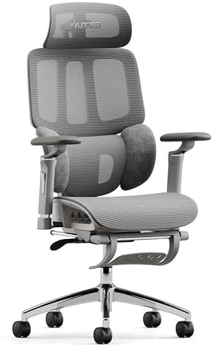 MUSSO H80 Pro Ergonomischer Bürostuhl, Mesh Schreibtischstuhl Mit 3-Zonen Dynamischer Lendenwirbelstütze 4D Verstellbare Armlehne 5-stufig Verstellbare Rückenlehne Bürostuhl Fußablage