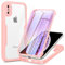 Phoona 360 degrés Coque pour iPhone X/iPhone XS avec Protection d'écran, Silicone Antichoc Anti-Rayures Intégrale Étui Housse pour iPhone X/iPhone XS, Rose