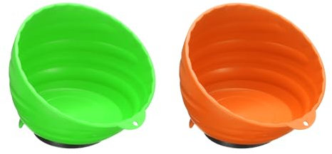 sourcing map 2pcs Magnetic Nut Cup Set 6 Cup Diameter Magnetic Parts Tray Holder ABS Plastic Parts Organizer Kit for Holding Socket Screw Nuts Bolts Pin Washers Metal Parts, Orange/Green
