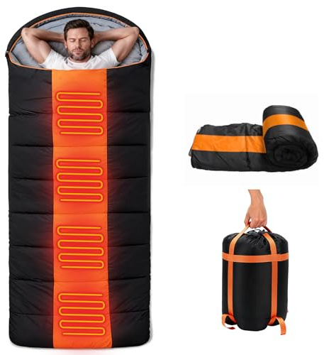 Sleeping Bags For Adults Heated Sleeping Bag Winter Sleeping Bag Water Resistant Lightweight Compact Bag Outdoor Camping Comfortable Sleeping Sackfor Kids Teens Adults Hiking