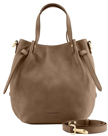 FREDsBRUDER Leder Handtasche Umhängetasche Just Easy Little Basket Khaki Green braun