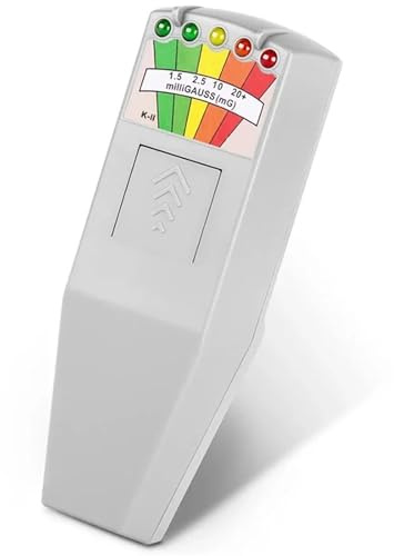 EMF-Messgerät 5-LED EMF Messgerät Magnetfelddetektor Geisterjagd Paranormale Gerätetester Tragbarer Zähler Professionell für EMF-Prüfungen in Haus und Büro(White-no-battery)