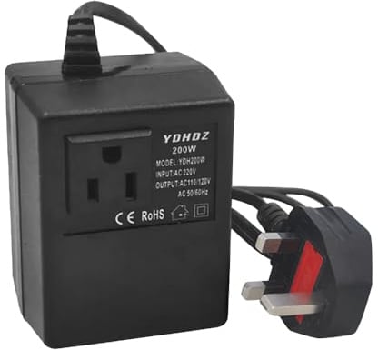 RNPKZ 200W Step Down Transformer, Portable Step Down Power Voltage Converter Transformer 220V/240V to 110V/120V, Intelligent Efficient Transformers Power Converter for Travel Hotel Household Uk Plug