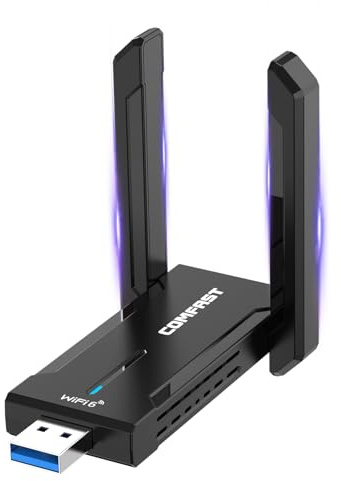 COMFAST Chiavetta WiFi, Adattatore USB per WiFi 6 Tri-Band 5400 Mbps con 2 Antenne Alto Guadagno, OFDMA/MU-MIMO, WPA3, Windows 10/11, Installazione Rapida Senza Driver