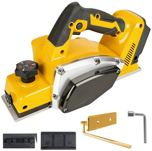 Pialla manuale senza spazzole senza fili per DeWalt batteria da 20 V, pialla elettrica per legno con larghezza di 82 mm e profondità di taglio regolabile da 0 a 2 mm, per falegnameria, legno e