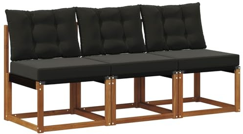 vidaXL 3 Stück Outdoor Mittelsofa, Balkonmöbel, moderner Stil, langlebiges Design, wetterfeste Akazie, multifunktional für den Garten