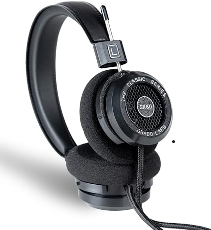 GRADO Classic Series SR60 Open-Back Headphones – Wired, On-Ear, Lightweight, Natural Sound, Home Listening