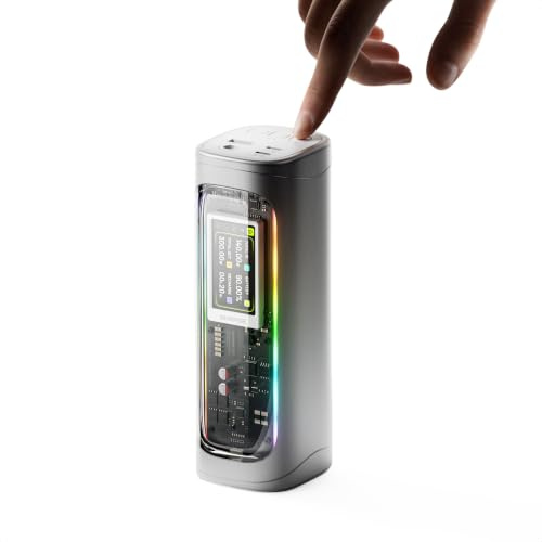 Shargeek 300W Power Bank 24000mAh, Bateria Externa USB C PD3.1 140W | Carga Rápida 4 Puertos DC+2 USB-C+USB-A,Diseño Transparente,Pantalla Smart y luz RGB, para MacBook Pro/Air/Steamdeck/iPhone