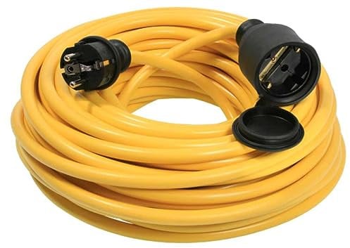 as - Schwabe Verlängerungskabel 15 m – 230 V, 16 A Schutzkontaktstecker – Outdoor Stromverlängerungskabel – Verlängerung für Außenbereich – K35 AT-N07V3V3-F 3G2,5 - IP44 - Made in Germany, Gelb, 60342