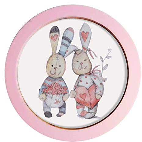 Levoberg Cadre Photo Rond en Bois Cadre Photo Mural Décoration Maison Bureau (10 inch, Rose)