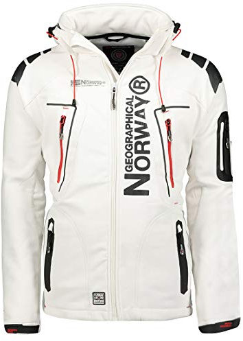 Geographical Norway Techno Softshelljacke Herren Kapuze abnehmbar, White, 3XL