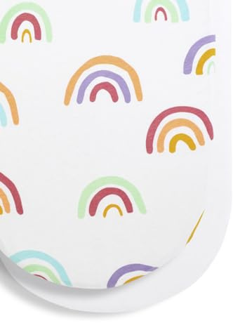 Snuz Moses Basket Sheets 2 Pack - 100% Jersey Cotton Moses Basket Fitted Sheet or Pram Sheets Sized 37.5 x 75cm, Fits SnuzBaskit, Machine Washable, Breathable & Soft Baby Bedding, Rainbow