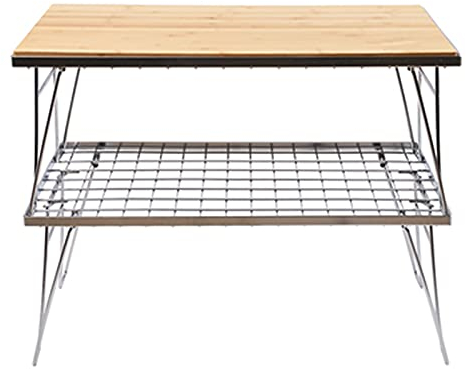 Outdoor Küche Camping Schränke Tragbarer Klappbarer Camping-Küchentisch Im Freien, Camping Strandparty Klappbarer Campingtisch, 2-stöckiger Grilltisch, 62x35x47cm (Color : Silver)