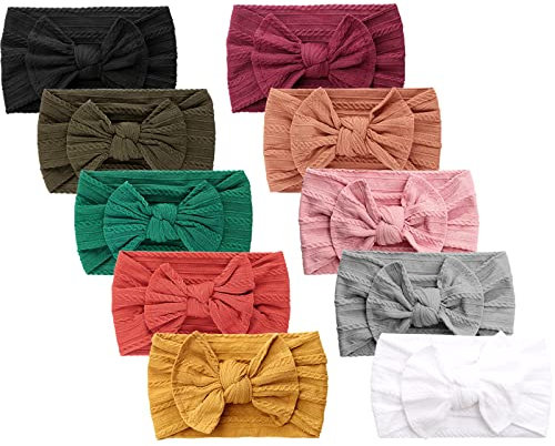 DRESHOW 10 Pcs Bébé Bandeaux Bébé Fille Accessoires Turban et Bandeau de Cheveux Arc