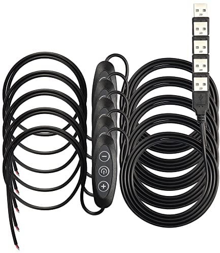 SinLoon Paquete de 5 cables USB de interruptor de encendido y apagado a extremos de cable desnudo, cable de interruptor de extensión USB para auriculares USB, ventilador, tiras LED (1.5 M/4.9 pies)