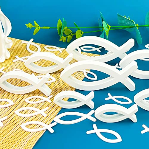 ENAIAH Holzfische Deko Set,54 Stück Holz Deko Fische Streudeko 9 große Fisch Taufe Deko 45pcs Fische Streudeko Taufe Junge Mädchen Deko Taufe Kommunion Konfirmation Deko
