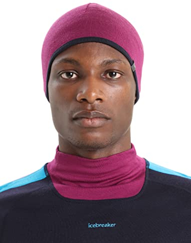 Icebreaker Merino Unisex-Erwachsene Mütze mit Taschenmütze, Wintermütze, Wolle Beanie, Go Berry/Midnight Navy, One Size