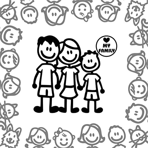 Adesivo famiglia 3 personaggi (PAPà MAMMA RAGAZZO)