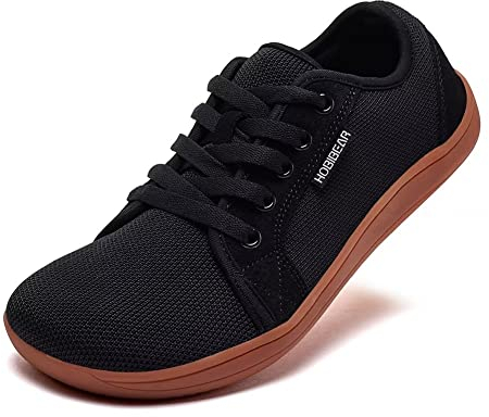 HOBIBEAR Unisex Breite Barfuss Schuhe Damen Herren Barfußschuhe Minimalistische Outdoor Trail Running Walking Schuhe (Schwarz-Braun,EU 42)