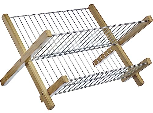 Westmark Support d'égouttage Tilo – égouttoir Pliable pour sécher la Vaisselle, Les Couverts et Les Verres, égouttoir pour l'évier – Bambou, Acier Inoxydable, Argent/Marron