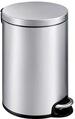PROREGAL Treteimer mit stilvollem Pedal, leise schließendem Deckel & Kunststoffinneneimer | 20 Liter, HxBxT 45,5x29,2x36,6cm | Matt Edelstahl