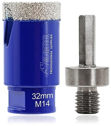 SHDIATOOL Punte diamantate Sega a tazza Fresa per piastrelle con filettatura M14 per gres porcellanato marmo ceramica granito, punte da 32mm e adattatore con codolo esagonale