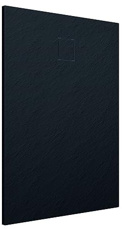 Plato de ducha 90 x 100 cm negro efecto piedra rectangular de SMC reducible Samos