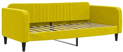 vidaXL Tagesbett, Gästebett 2-in-1, Sofabett Schlafsofa für Schlafzimmer Wohnzimmer, Bettsofa Sofa, Modernes Design, Gelb 90x200cm Samt