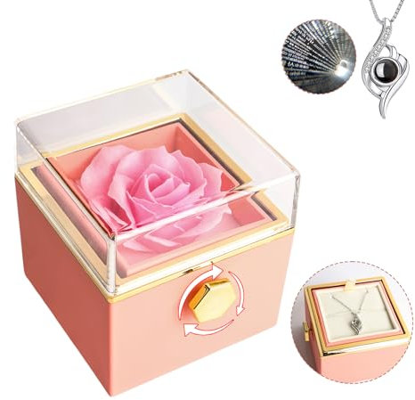 Exsivemy Birthday Gifts for Women, Eternal Rose with I Love You Necklace, Eternal Rose Flowers Gift for Her Women Mum Wife Girlfriend Best Friend on Mothers Valentines Day Anniversary
