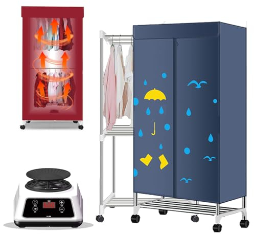 Witriolik Secadora de Ropa Eléctrica Portátil 1.5m, 1100W Secadora de Ropa Pequeña Ecadora Compacta Ajustable Gran Capacidad con Calefacción Secado rápido para Apartamento, Viaje, Dormitorio, RV