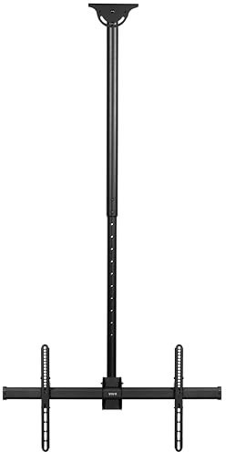 VIVO Ceiling TV Mount for 37 to 90 inch Screens, Telescoping Height Adjustment with 2m Extension Pole, Fits Pitched/Vaulted Roof, VESA up to 800x400, Black, MOUNT-VC90-5