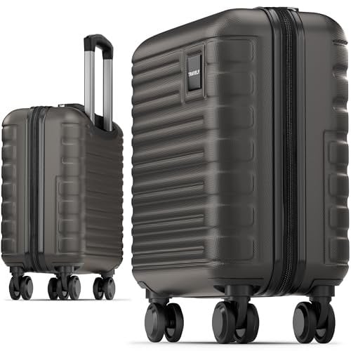 Travely Premium Handgepäck Koffer 45x36x20cm - passend für Ryanair, Lufthansa, Eurowings und co. I 32L Handgepäck Koffer mit sanften Rollen, Reisekoffer, Nachtschwarz