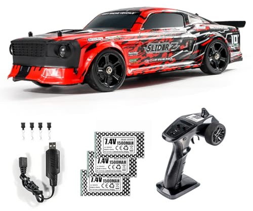 Hylukon 1:14 Scale Remote Control Drift RC 2.4 GHz 35km/h High-Speed 4WD Electric Vehicle with LED Lights, RC390 Strong Magnetic Motor Racing for Kids Adults
