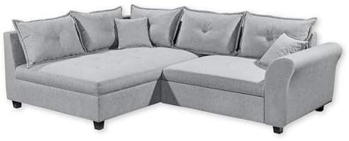 Stella Trading Liz Ecksofa mit Schlaffunktion in Grau - Modernes Schlafsofa in L-Form für Ihr Wohnzimmer - 252 x 87 x 175 cm (B/H/T)