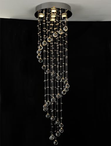 SPARKSOR Villa Staircase Chandelier - Crystal Hanging Lamp for Duplex Living Room - Glass Romantic Decorative Spiral Lamp