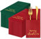 JarThenaAMCS 50Pcs Merry Christmas Linen Feel Napkin Gold Foil Disposable Airlaid Paper Napkin Red Green Prefolded Dinner Napkin with Built-in Flatware Pocket for Xmas Winter Party Supplies