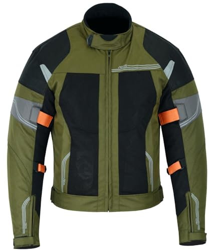 Air Mesh Motorradjacken für Herren CE Rüstung Atmungsaktiv Wasserdicht Herren Motorrad Textil Jacke Herren Motorrad Touring Sommer (DE/NL/SE/PL, Alphanumerisch, XL, Regular, Regular, Green)