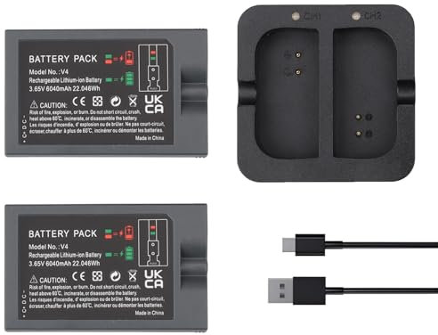 OPAHUTER 2PCS 3.65V 6040mAh 22.046Wh Rechargeable Batteries Pack for Ring Video Doorbell, Battery Compatible with Video Doorbell 2/3/3+/4, Spotlight Camera and Peephole Cam, Stick Up Cam