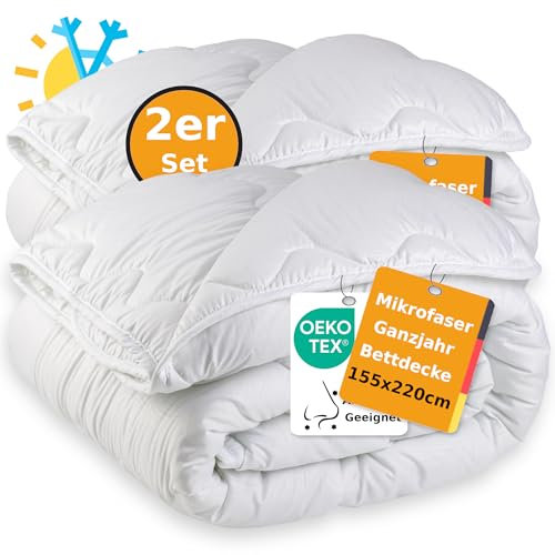 MALIKA Bettdecke 2X 155x220 Doppelpack - Kuschelige Steppbettdecke für alle Jahreszeiten, Steppdecke, Zudecke, Kassettenbett, Schlafdecke - Ideal für erholsamen Schlaf