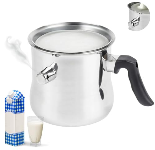 1,5L Milchtopf Simmertopf Edelstahl Kochtopf Wasserbad Simmerntopf Wasserbad mit Flötenkessel Funktion Milchkochtopf Edelstahltopf