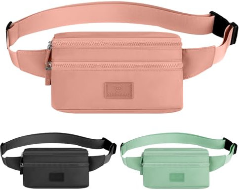 Aucuu Sac Banane Taille Pour Homme et Femme - Tendance Avec Ceinture Réglable Pour Ville, Voyage, Randonnée, Course à Pied (Rose)