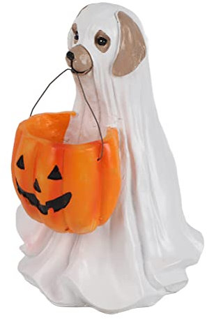 BSTCAR Halloween Dog Cat Ornament with Candy Bowl, Pumpkin Snack Bowl Halloween Statue for Patio, Lawn, Yard, Holiday Garden Home (black)
