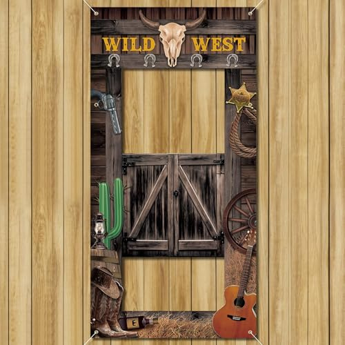 Cowboy Weste-Party-Dekoration, Tür Banner, Western-Party-Hintergrund zum Aufhängen, Western Deko-Motto-Party-Fotohintergrund, Wilder Westen-Party-Dekor, Rodeo-Party-Dekor-Banner für Zuhause