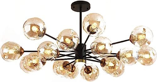 Lustre nordique moderne à bulles en verre avec plafonnier LED noir, gris fumé et verre ambré, suspension industrielle pour cuisine, salle à manger et salon