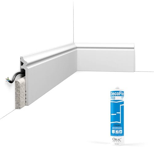 Cimaises Et Plus - Pack 10 mètres Plinthe de rénovation SX186 avec colle - Orac x Cimaises-et-plus