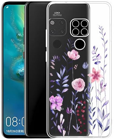 Pazpnoy Handyhülle für Huawei Mate 20 X,Transparent Blume Muster Mädchen Hülle,Dünn Weich Silikon SchutzHülle,Stoßfeste Kratzfest TPU Case Cover-3