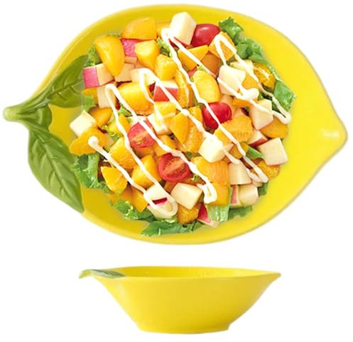 Hbbgdiy Keramikschale, süße Zitronen-Dessert-Schalen, hitzebeständige Keramik-Snack-Schalen, Nicht-Slip-Saubers-Obstschale für Eisdessert-Snacks-Salate Vorspeisen